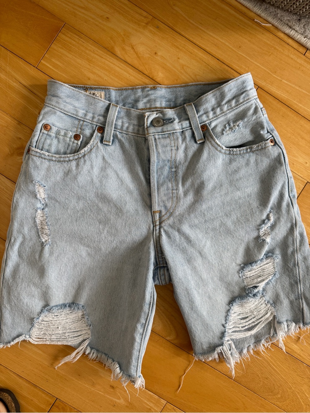 Levi's Light Blue Distressed Women's Denim Shorts
